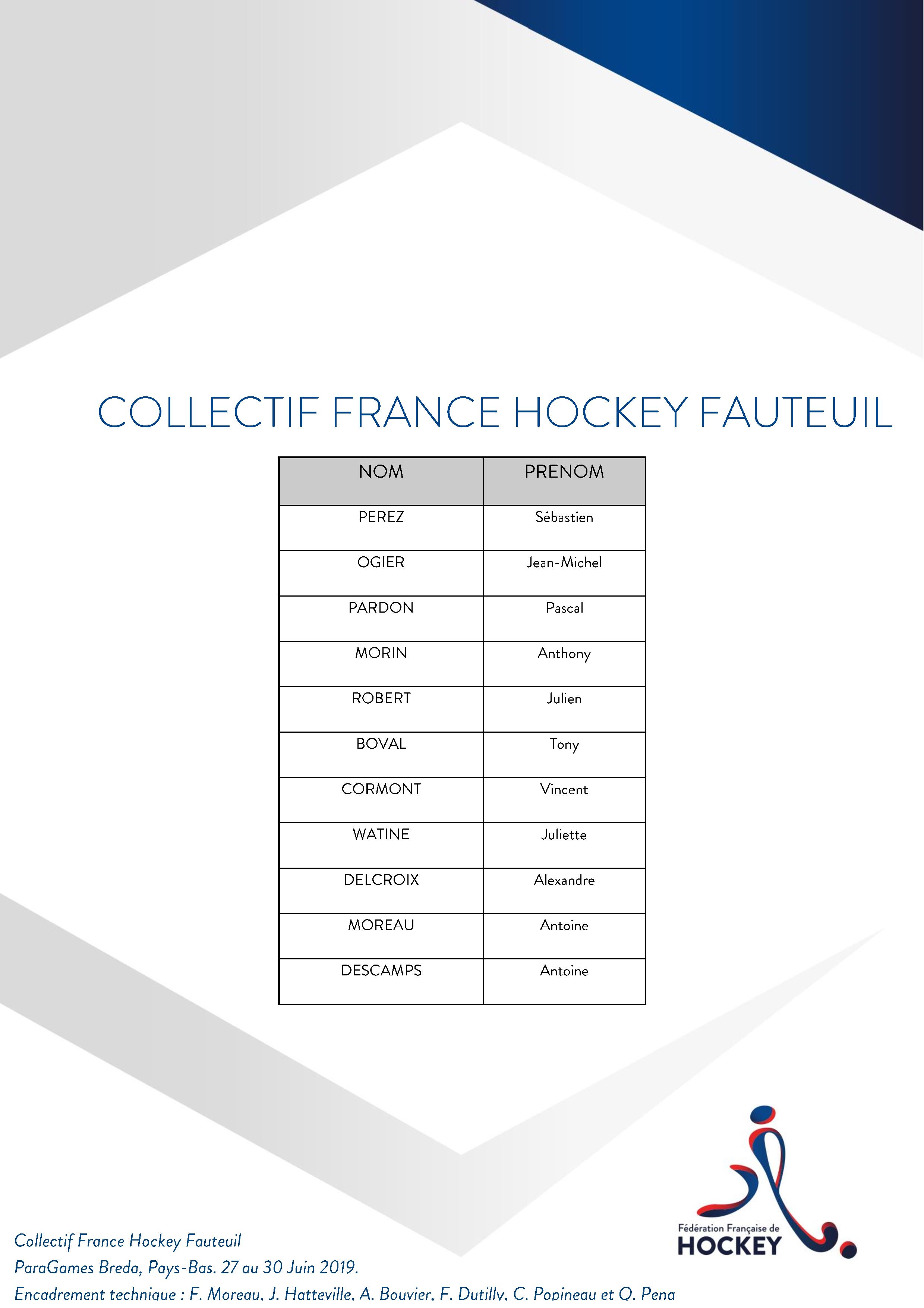 Selection France Hockey Fauteuil ParaGames Breda page 001