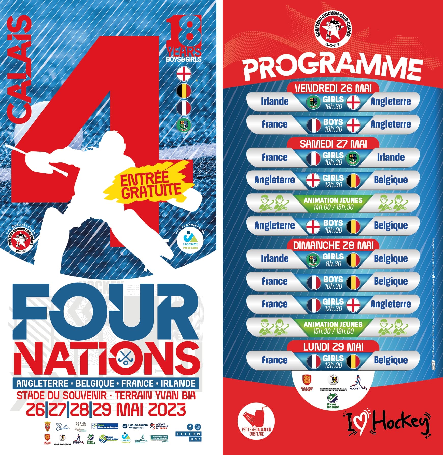 Un tournoi des 4 nations U18 organisé à Calais du 26 au 29 mai 2023