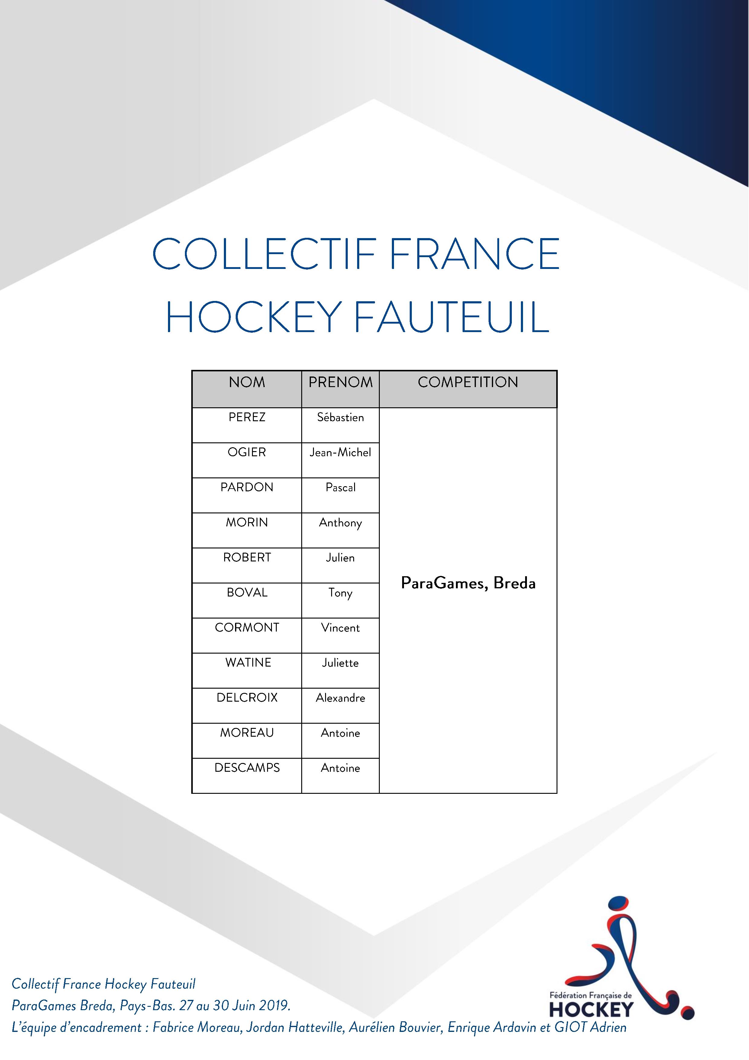 Collectif France Hockey Fauteuil 2019