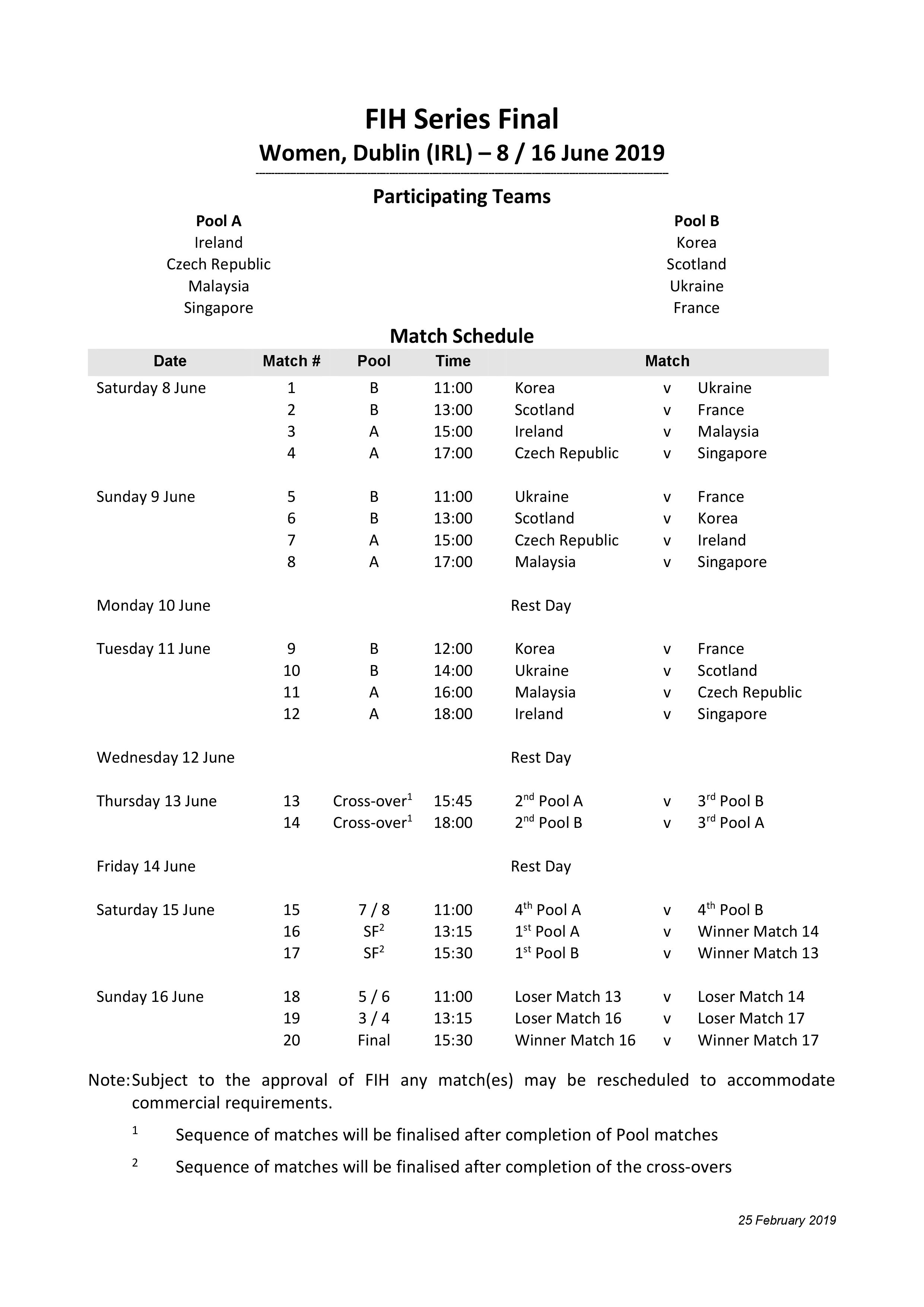 190225 Approved Match Schedule