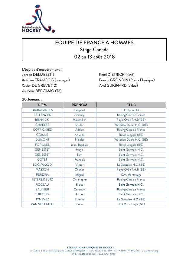 Selection Aout2018 stage USA