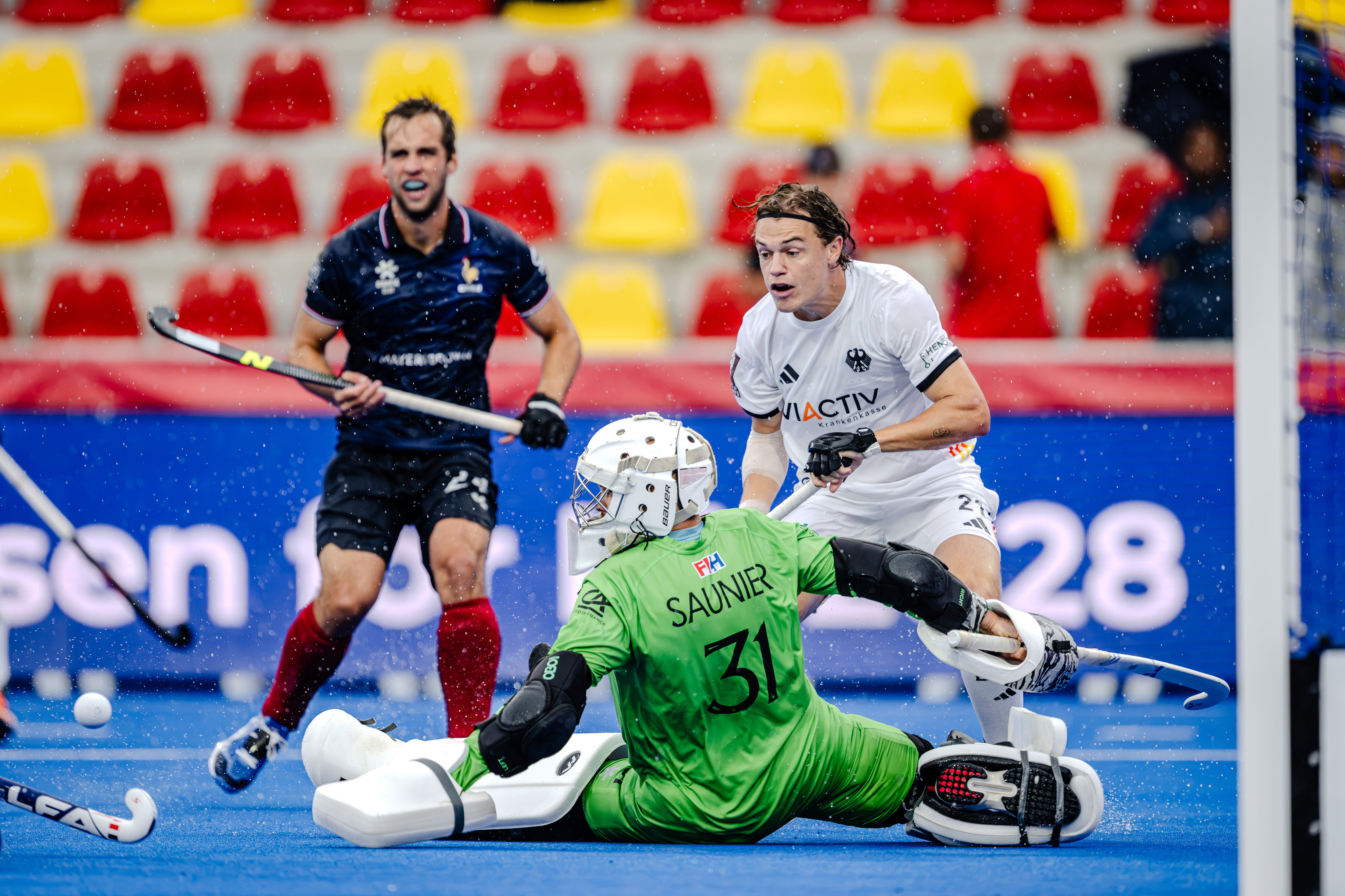 Wavre - 2026 FIH Hockey World Cup Belgium &amp; Netherlands (M)19 France v Germany (Pool B)Picture: Michel Struthoff Player of Germany shoots COPYRIGHT WORLDSPORTPICS / Will PalmerNo archive allowed