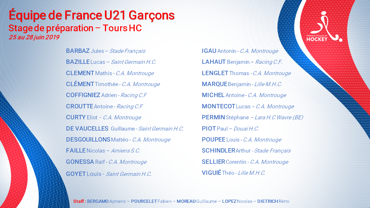 Sélection EDF U21 Garçons juin tour