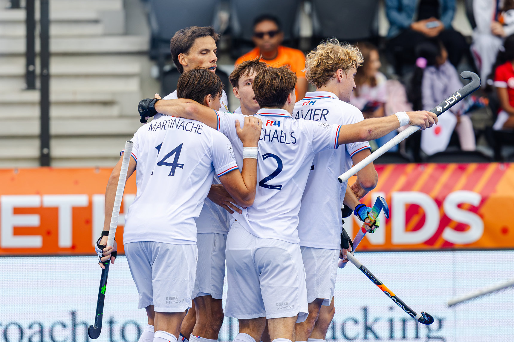 Amstelveen - 2026 FIH Hockey World Cup Belgium &amp; Netherlands (M)41 Japan v France (13th-14th)Picture: Team France celebrates Second GoalCOPYRIGHT WORLDSPORTPICS / Rodrigo JaramilloNo archive allowed
