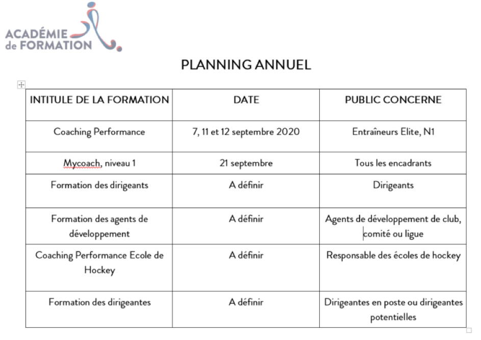 planning annuel