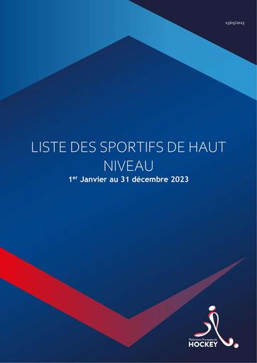 Liste des Sportifs de Haut-Niveau - 2023