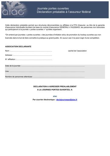 Déclaration journée portes ouvertes