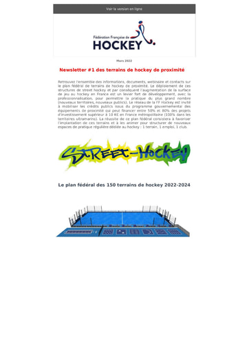 Newsletter 1 des terrains de hockey de proximité