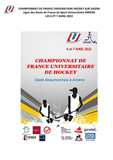 Dossier Championnats de France Universitaires de Hockey à Amiens 6 ET 7 Avril 2022