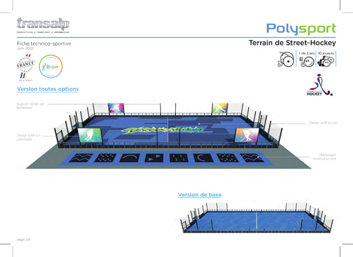 Fiche technique des plateaux permanents de Street Hockey