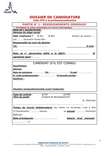 Dossier candidature FAE v2022