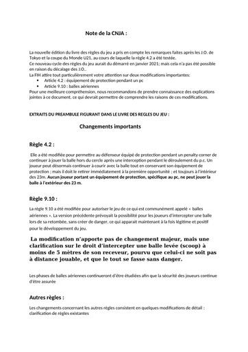 Note d accompagnement règles 2022