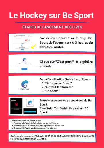 Mode d'emploi - Live Be Sport SwishLive